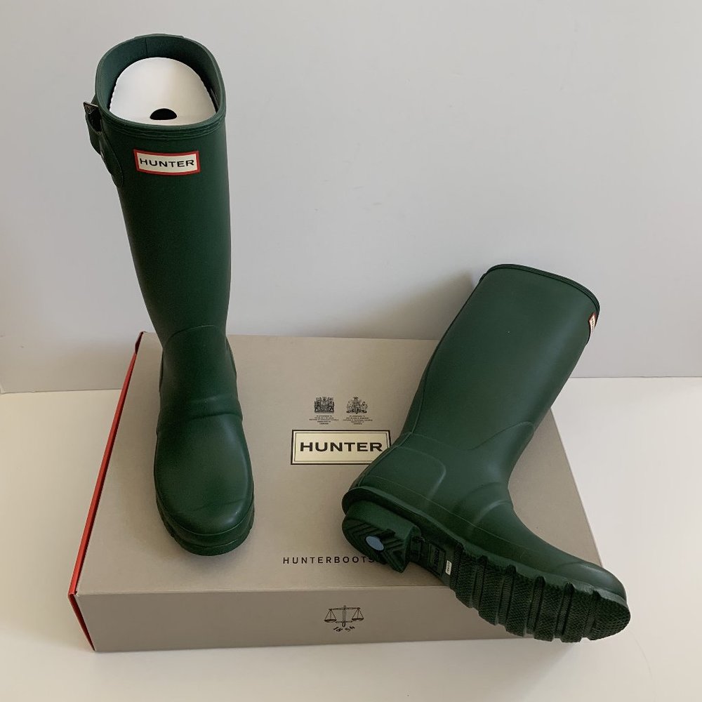 NIB Hunter Classic Green Tall Rubber Boots 38 7.5 - Picture 3 of 10